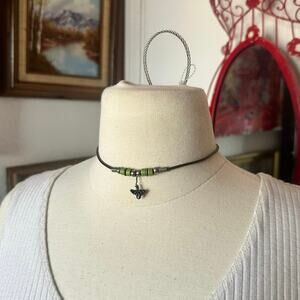 black beaded shark tooth necklace